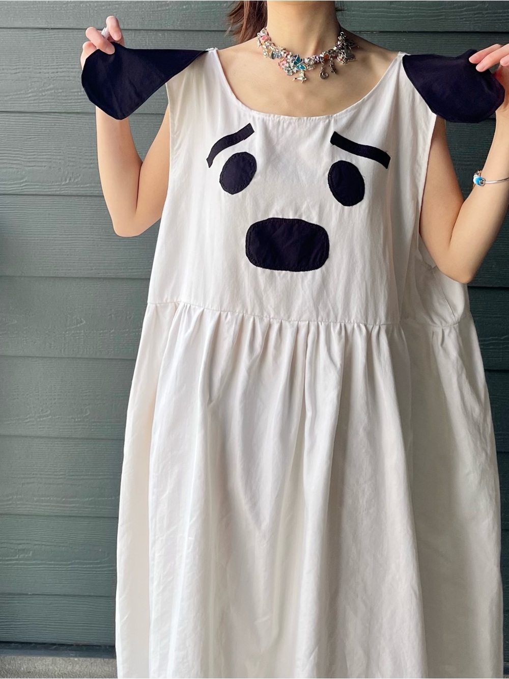 Puppy Mood | Handmade Patchwork Puppy Face Dress SKU 07216 Plus Size - Picture 4 of 16